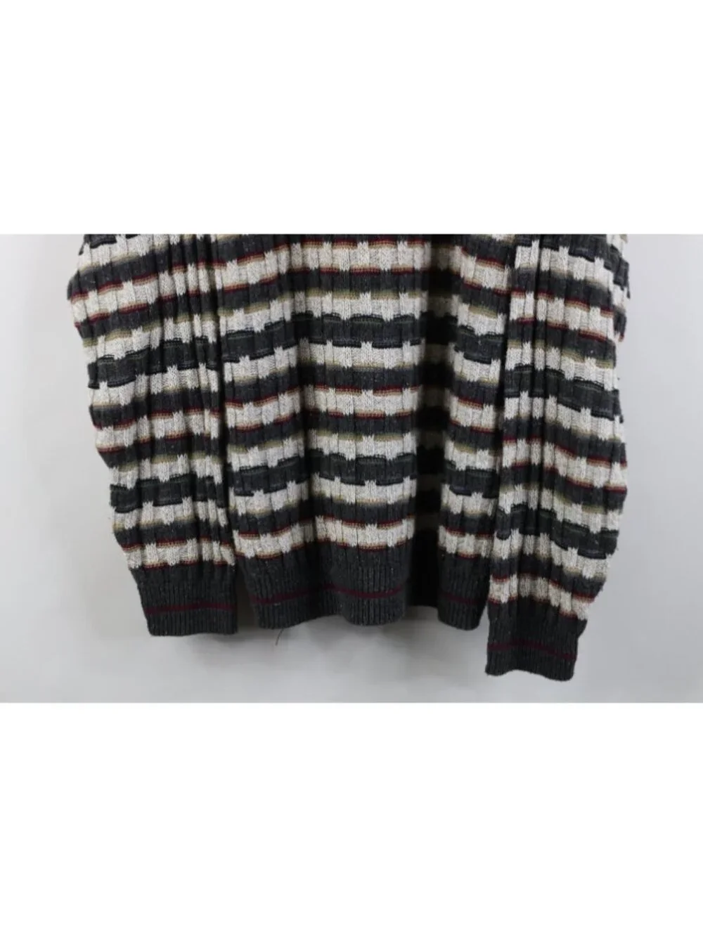 Vintage 90s Streetwear Mens Small Striped Cotton Weave Knit Crewneck Sweater USA